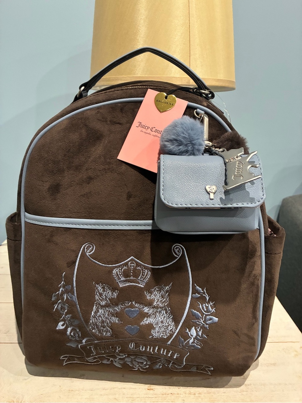 NWT Juicy Couture Scottie Dog Velour Medium Backpack